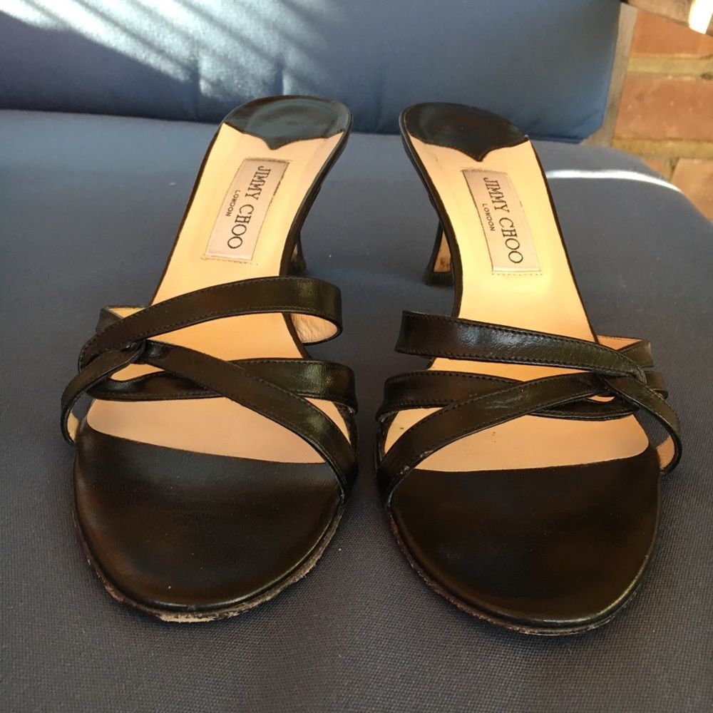 Jimmy Choo black leather sandals